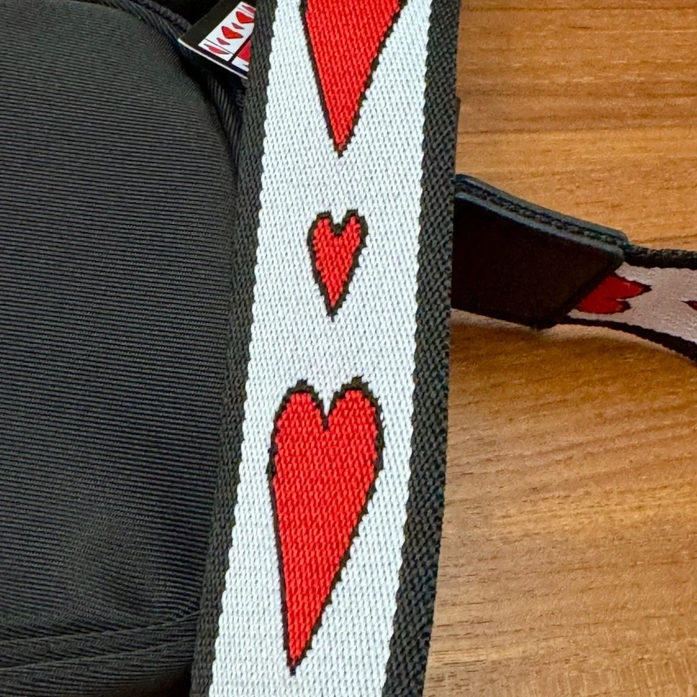 Brighton Black Crossbody Bag with Red Heart Accent Strap - Picture 4 of 6